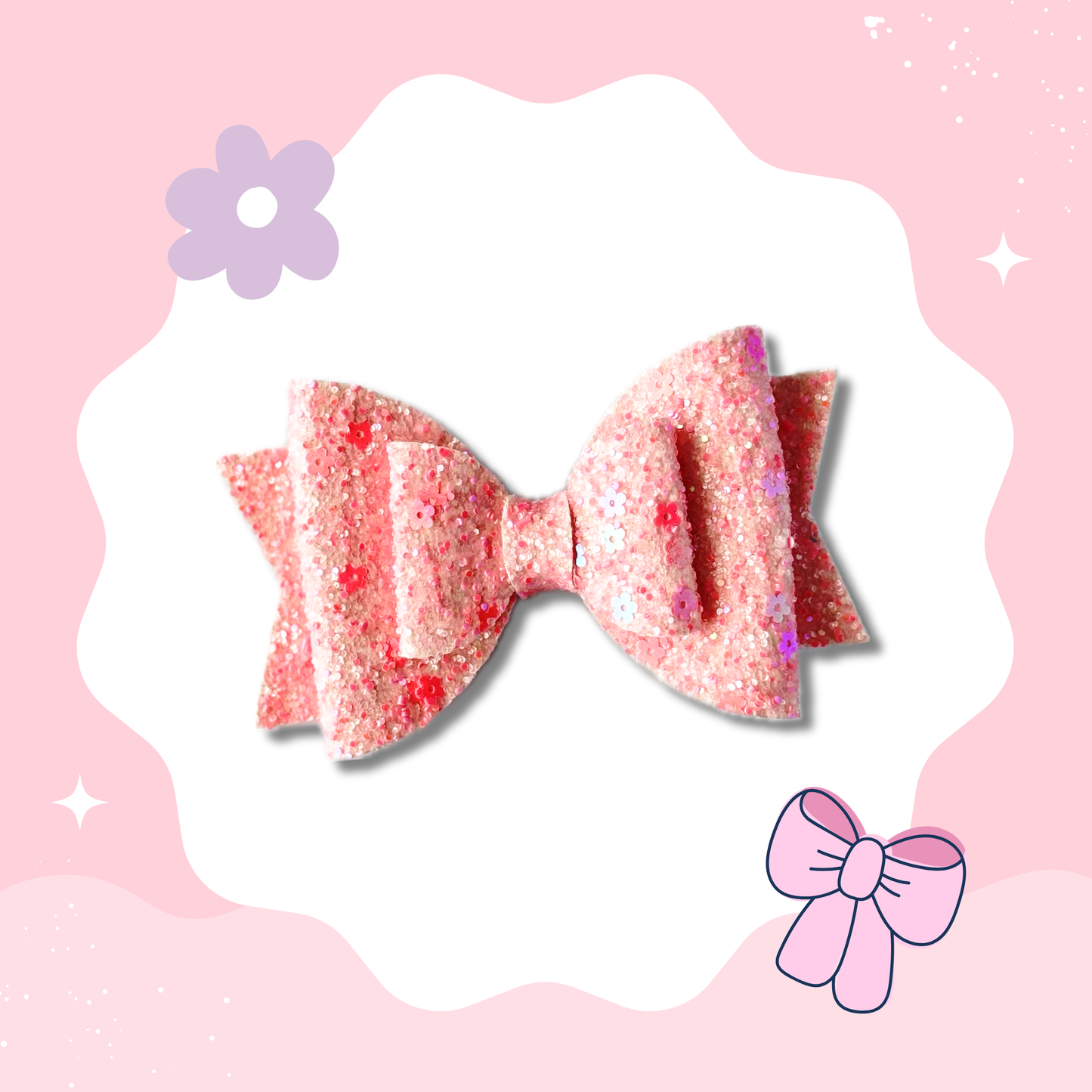 Pink Glitter Daisy XL Bow