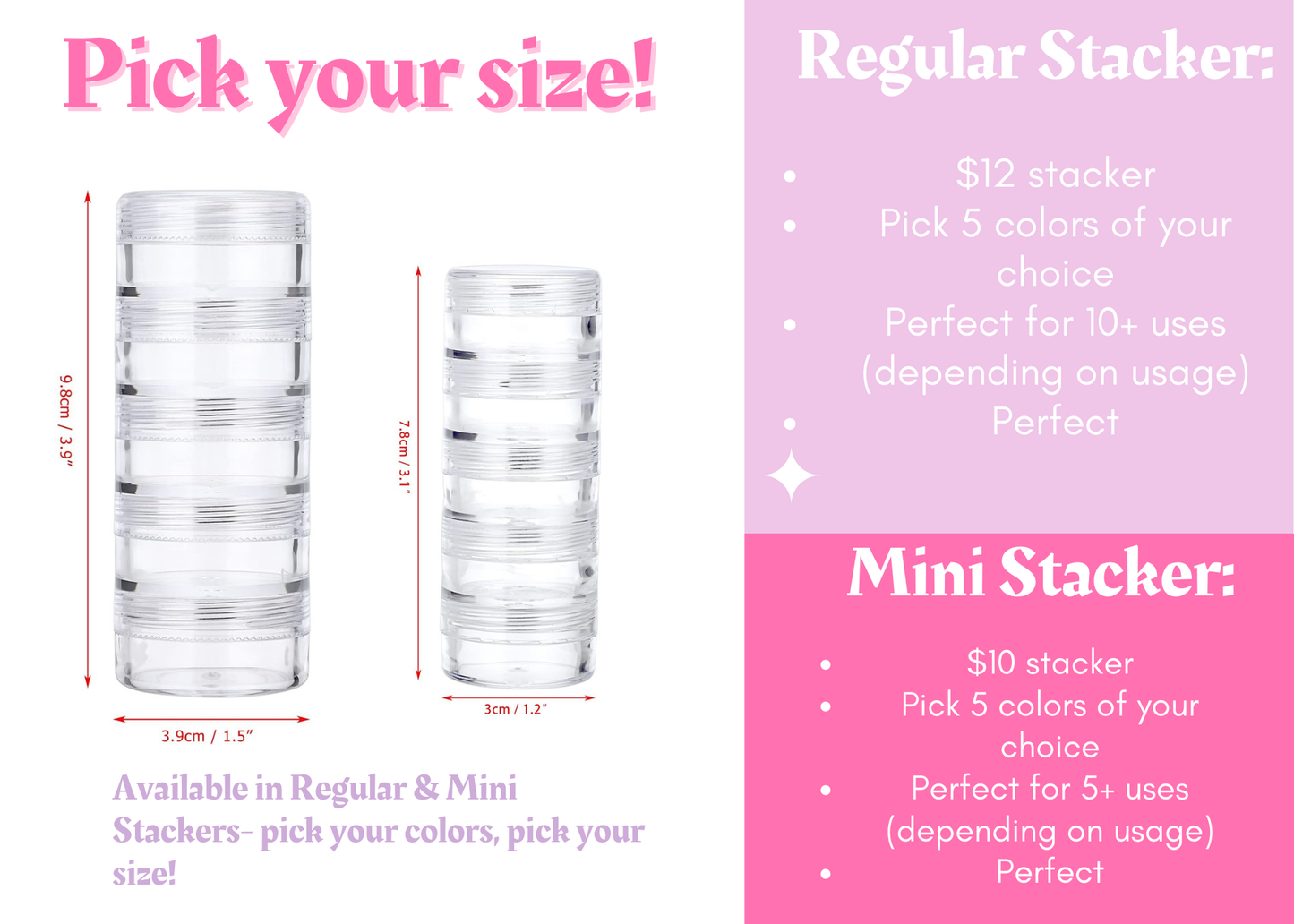 Customize Glitter Stackers! Pick your own Sparkle!