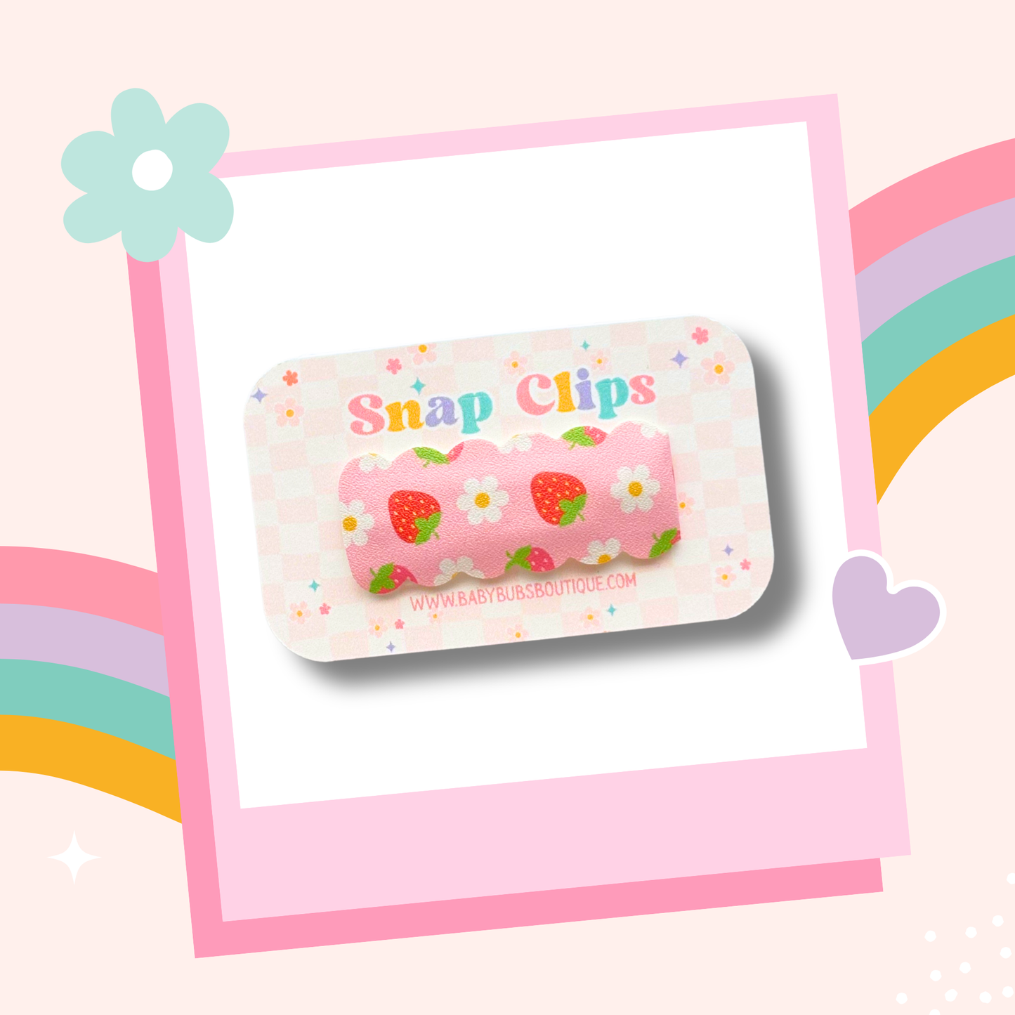 Strawberries & Daisy Snap Clip
