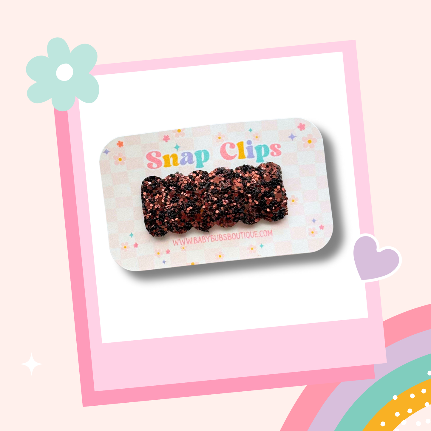 Brown Glitter Snap Clip