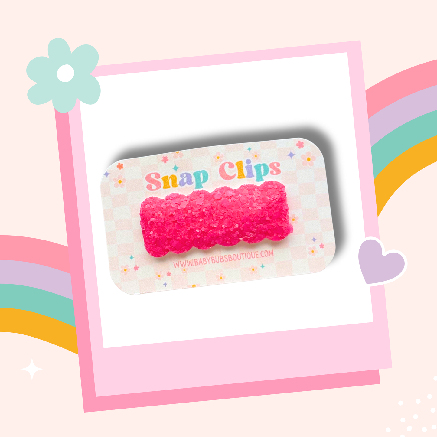 Hot Pink Glitter Snap Clip