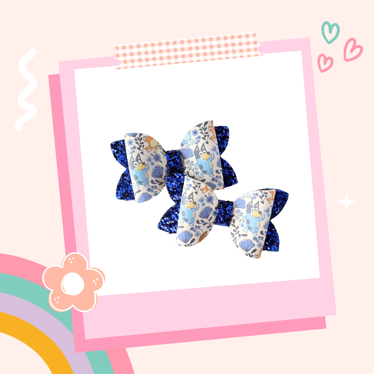 Blue Dog Floral Piggy Set