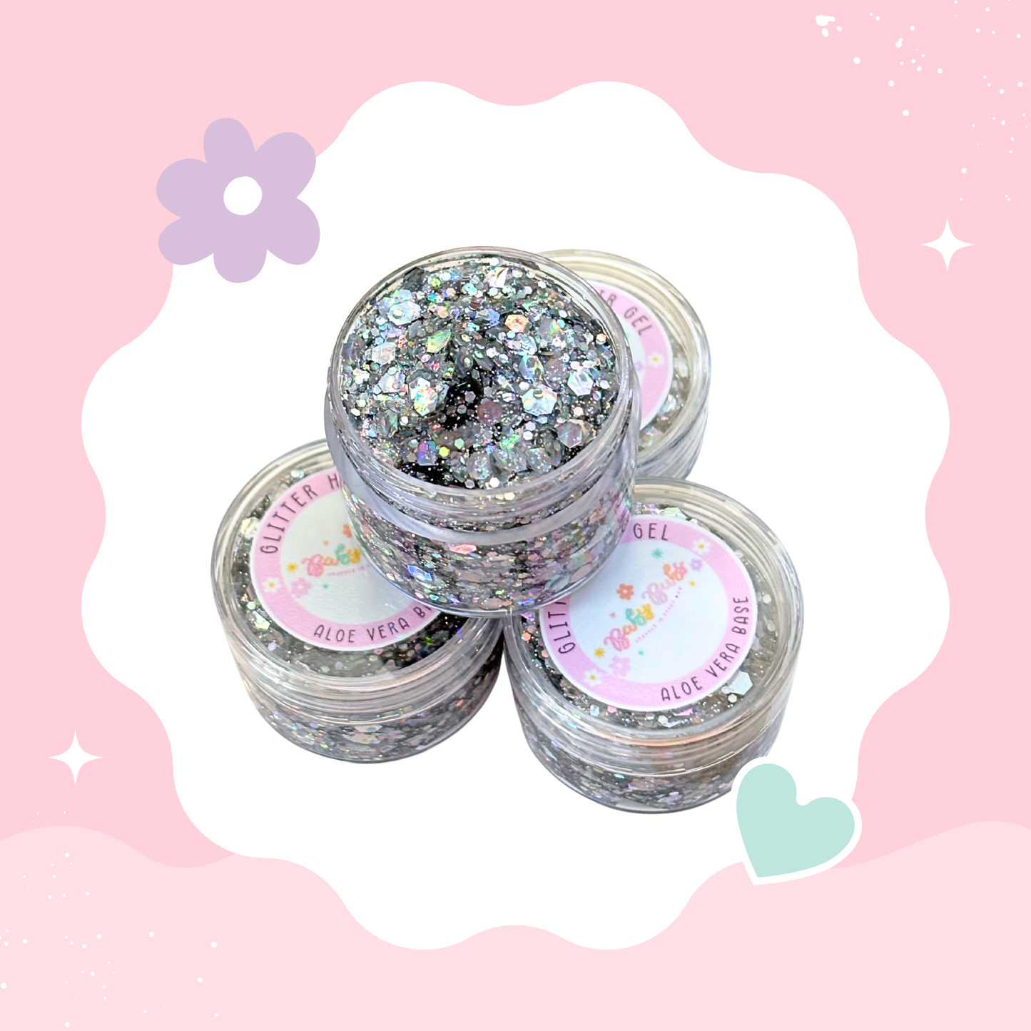 Holograpgic Silver Glitter Hair Gel