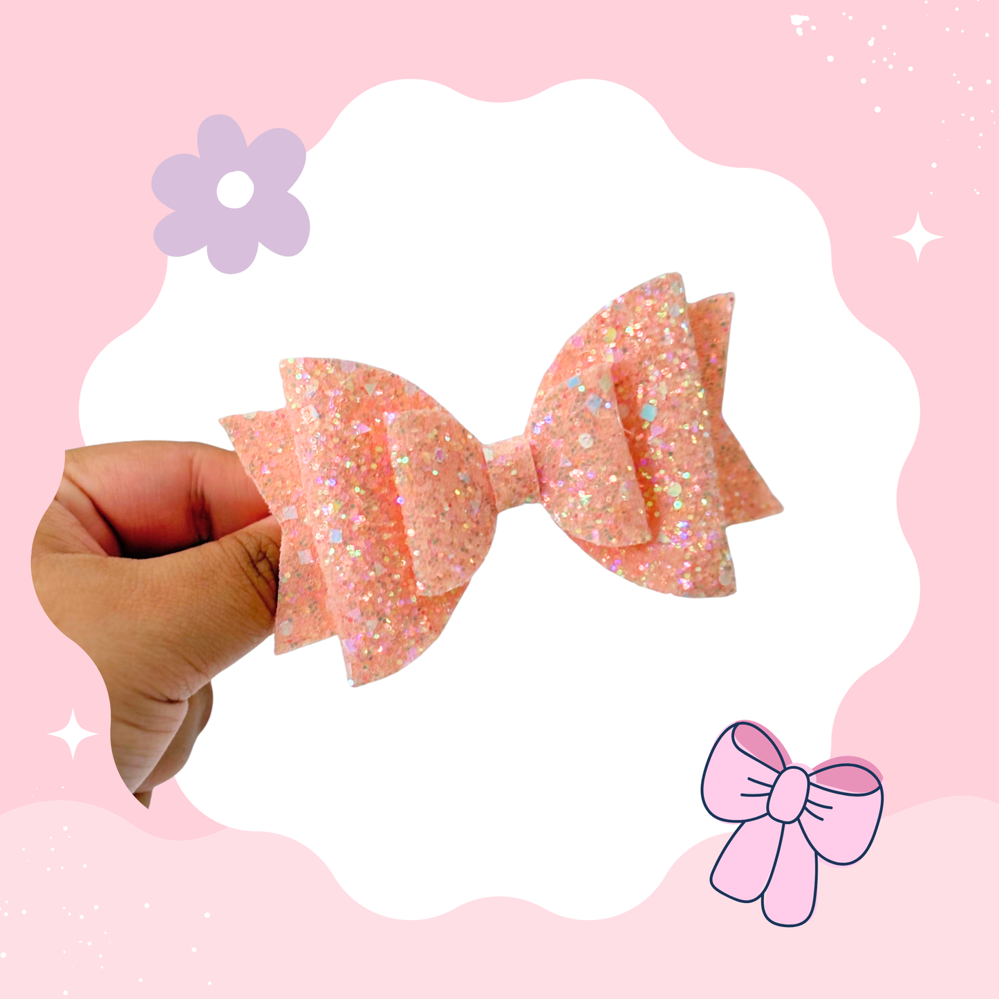 Glitter Peach Bow