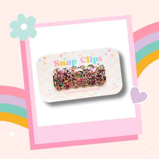Rose Gold/ Green Glitter Snap Clip
