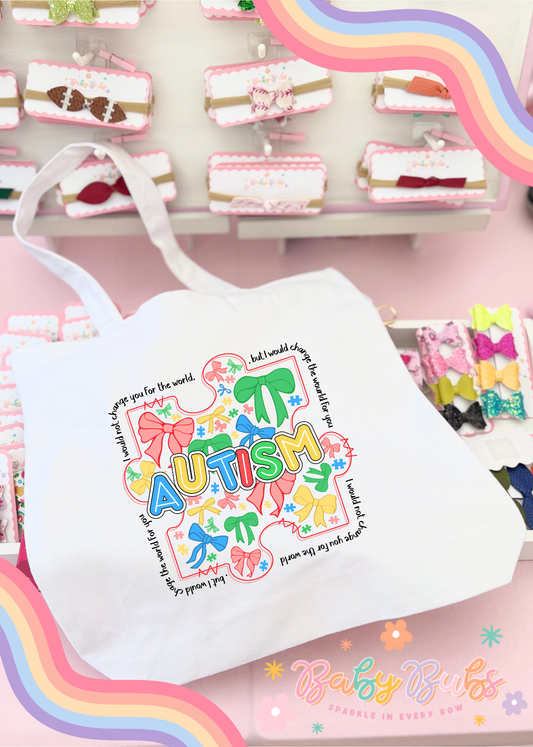 Autism & Bows Tote Bag