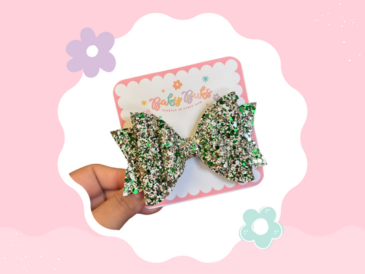 Green & Gold Glitter XL Bow