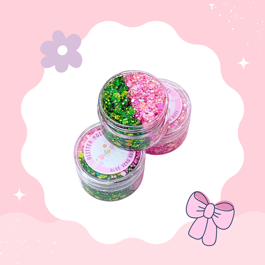 Pink goes with Green Glitter Hair Gel