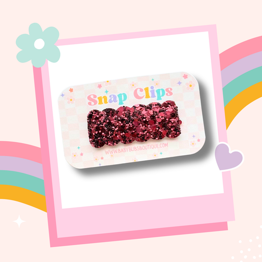 Maroon Glitter Snap Clip