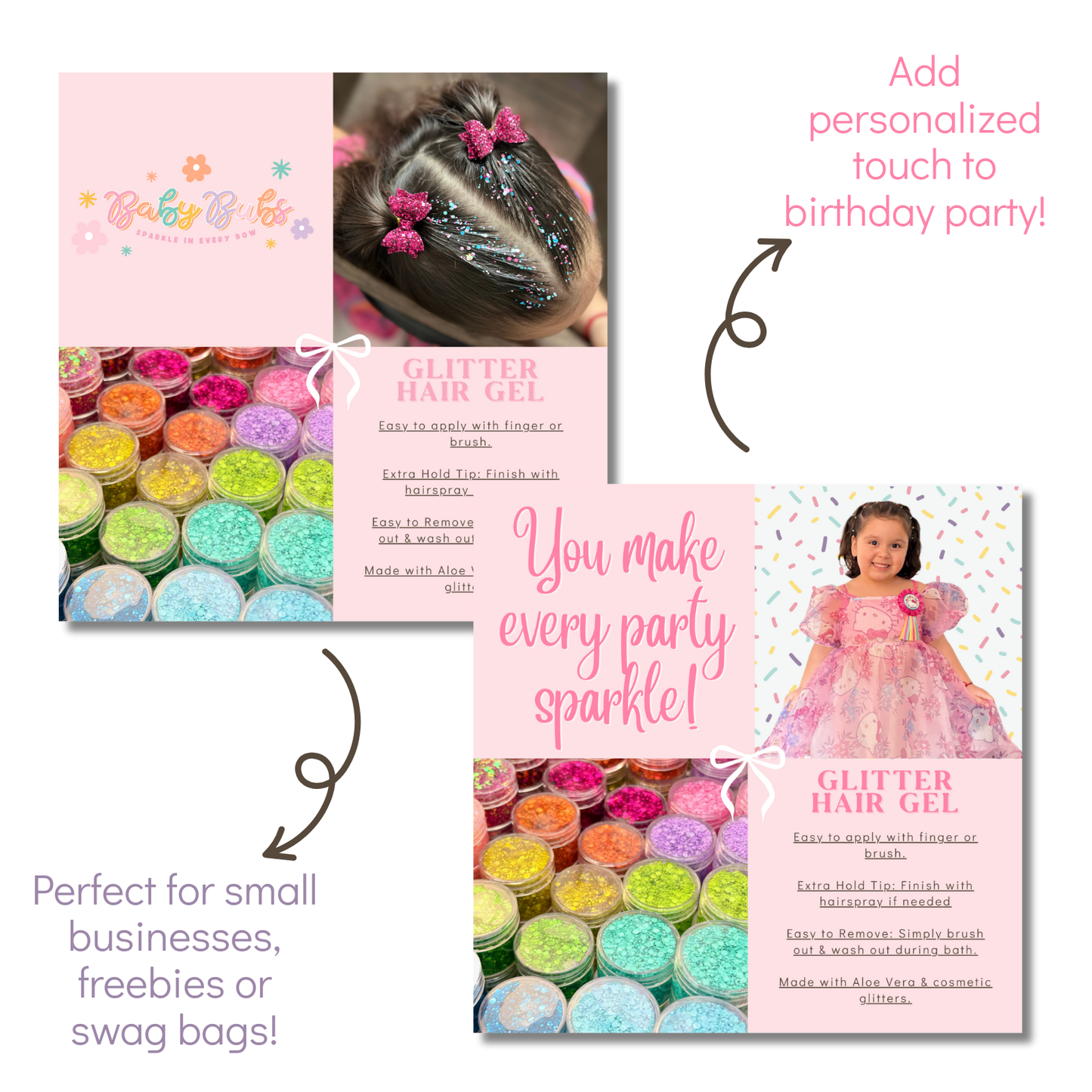 Glitter Hair Gel Party Favors/Small Businesses