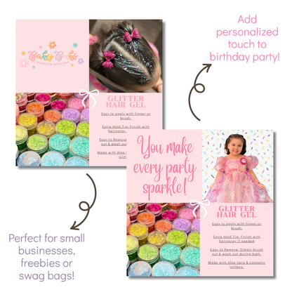 Glitter Hair Gel Party Favors/Small Businesses