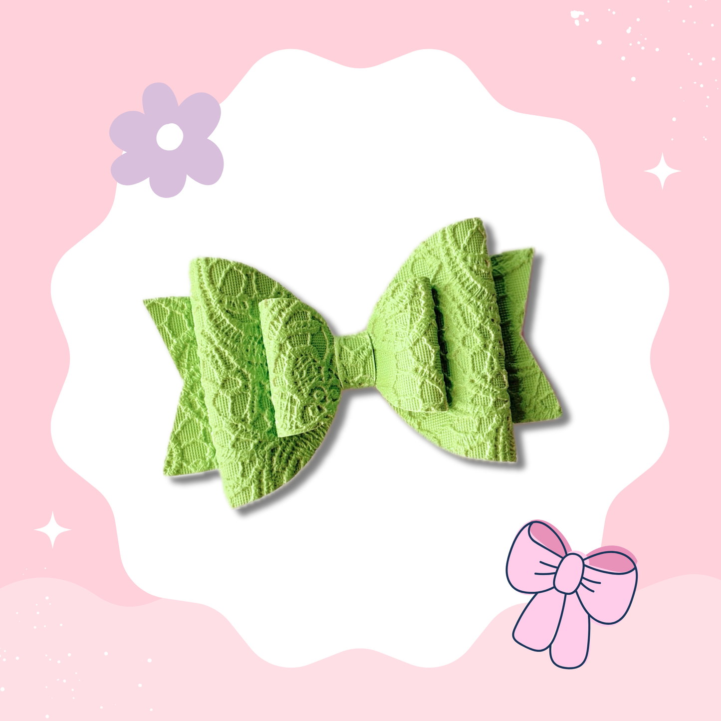 Green Embossed  XL Bow