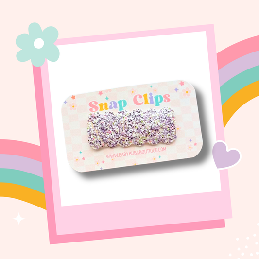 Purple Speck Glitter Snap Clip