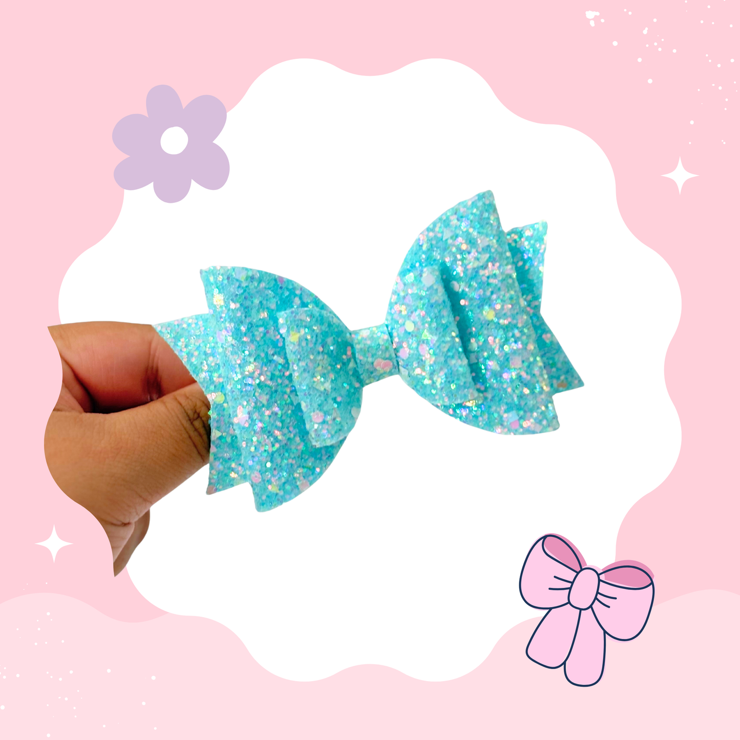 Glitter Baby Blue Bow