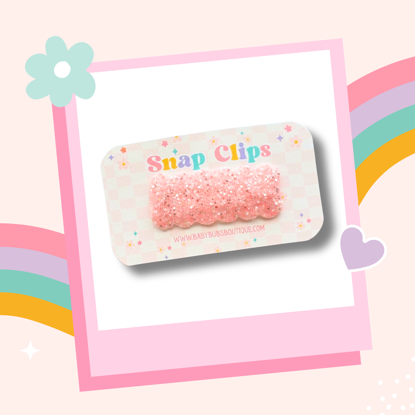 Baby Pink Glitter Snap Clip