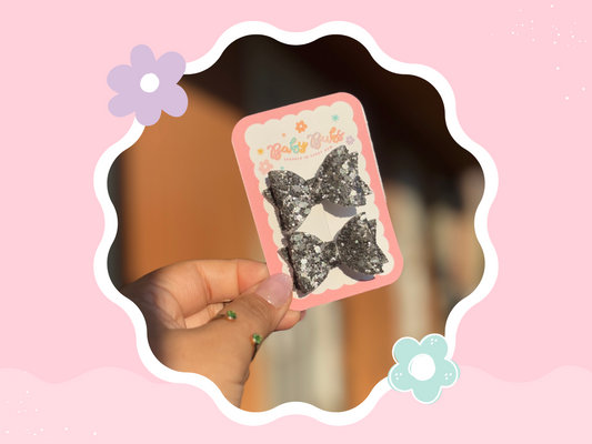 Grey Glitter Mini Piggy Set