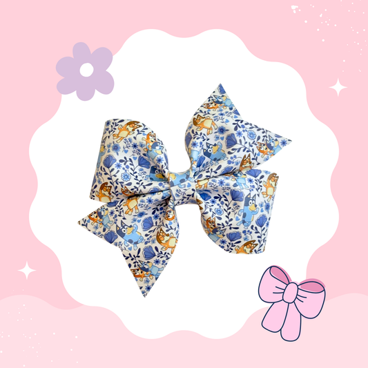 Blue Dog Floral XL Bow