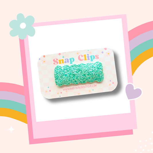 Mint Glitter Snap Clip