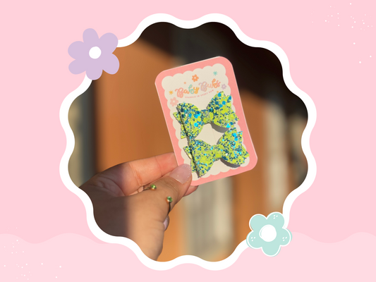 Green/Blue Mix  Glitter Mini Piggy Set