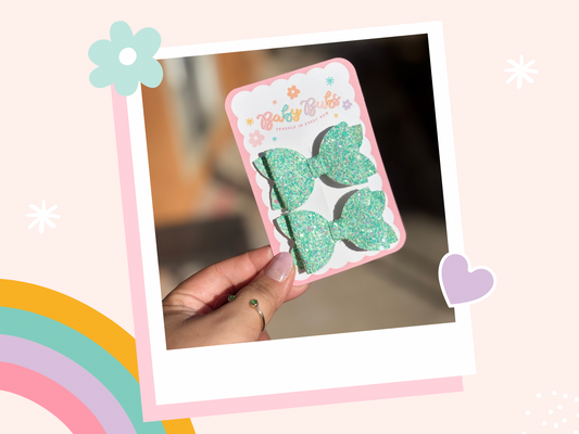 Mint Glitter Piggy Set