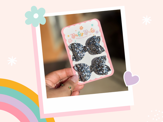 Grey Glitter Piggy Set